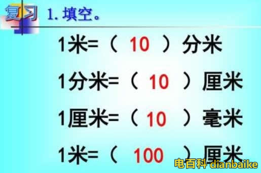 一米等于多少厘米多少分米和多少毫米？1公分等于多少厘米？長度單位換算