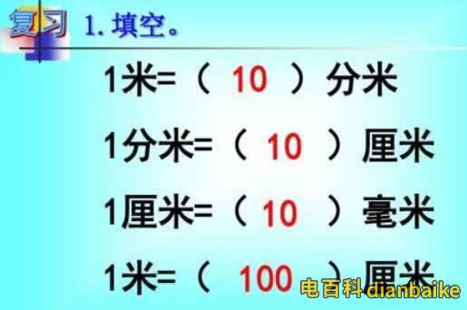 一米等于多少厘米多少分米和多少毫米？1公分等于多少厘米？長度單位換算